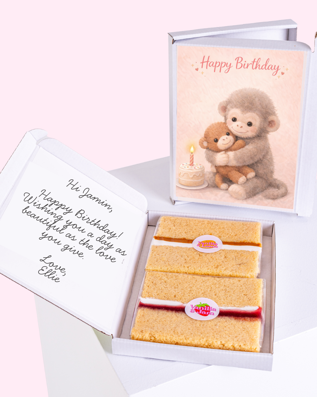 Birthday cake card gift box with message