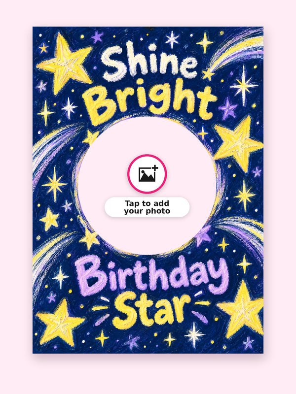 Birthday Star Cake Card with a space for your own photo