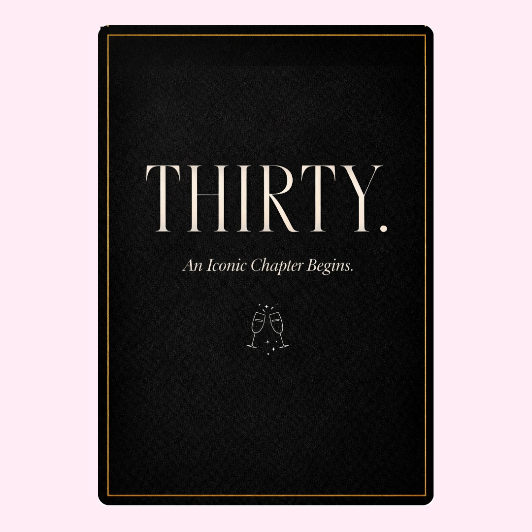 black and gold 30th birthday card design