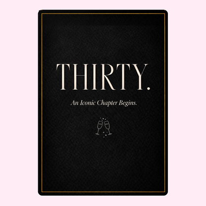 black and gold 30th birthday card design