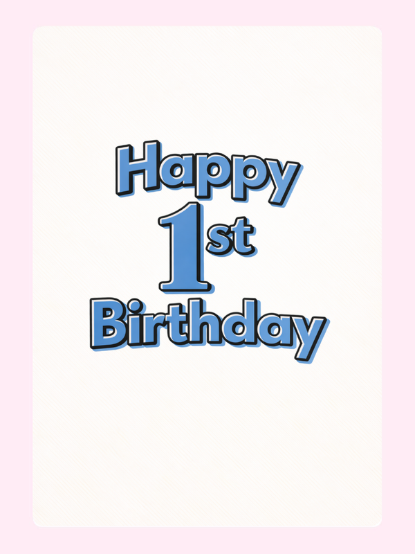 Blue 1st Birthday Cake Card