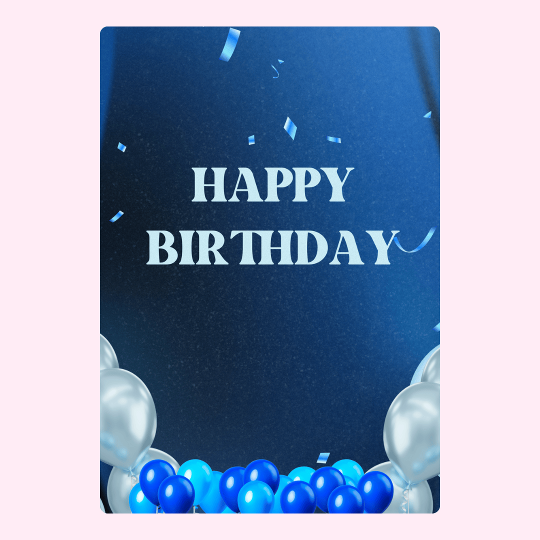 Blue balloons happy birthday celebration card