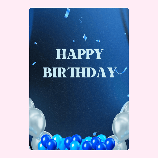 Blue balloons happy birthday celebration card