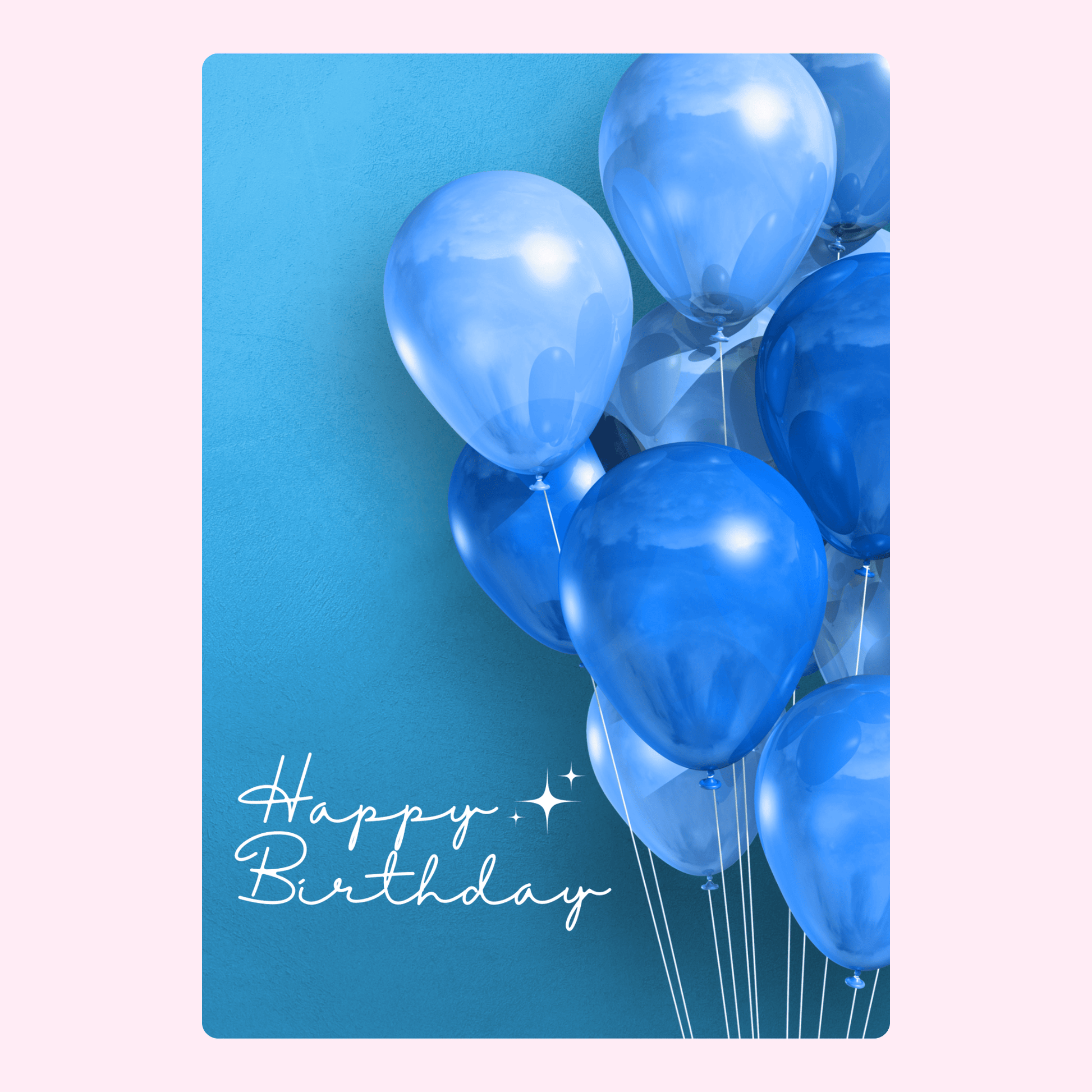 Blue balloons happy birthday cake card elegant edible greeting card UK letterbox cake gift