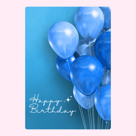 Blue balloons happy birthday cake card elegant edible greeting card UK letterbox cake gift
