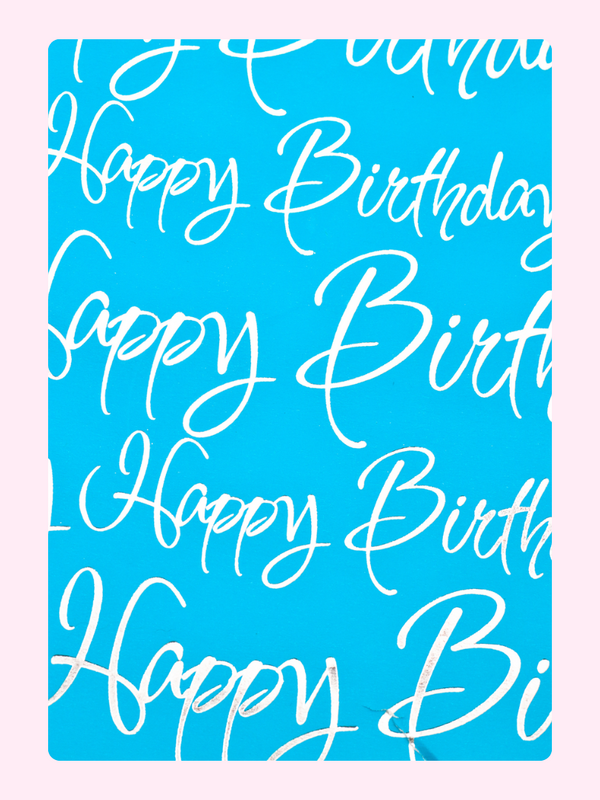 Blue script repeating happy birthday card design