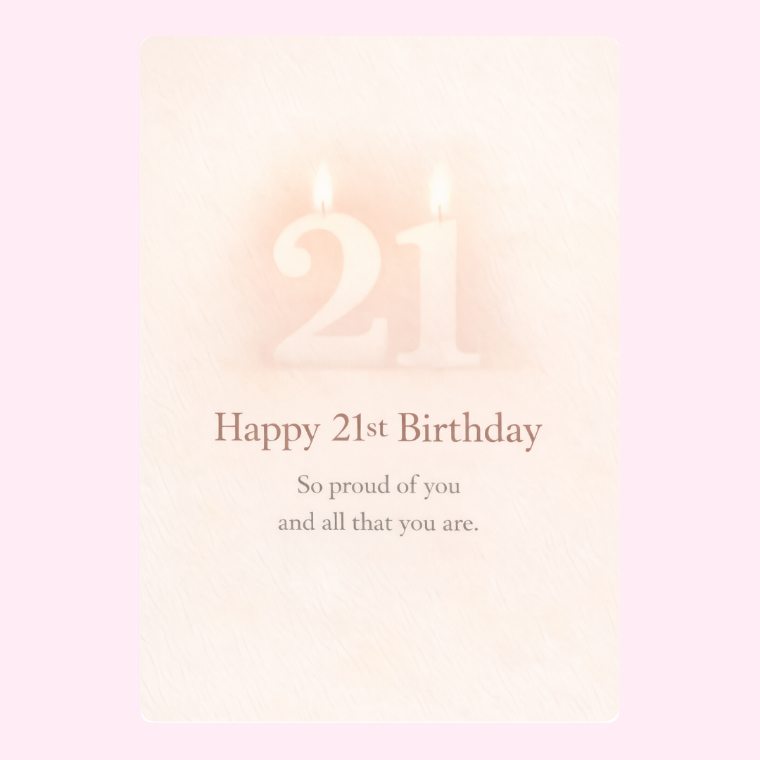 21st birthday candle card design