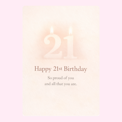 21st birthday candle card design