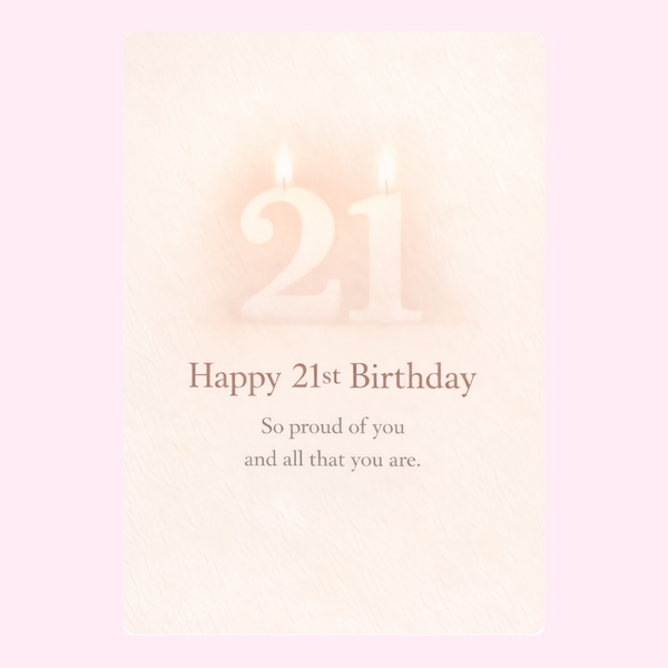 21st birthday candle card design