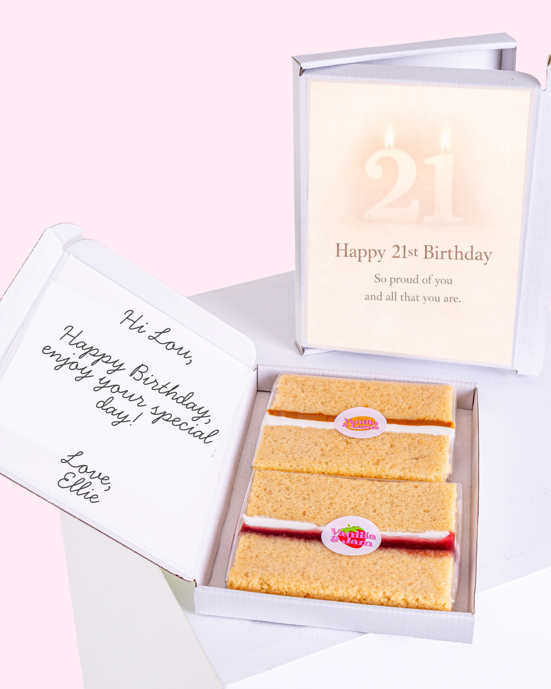 21st birthday candle cake card with sponge cake