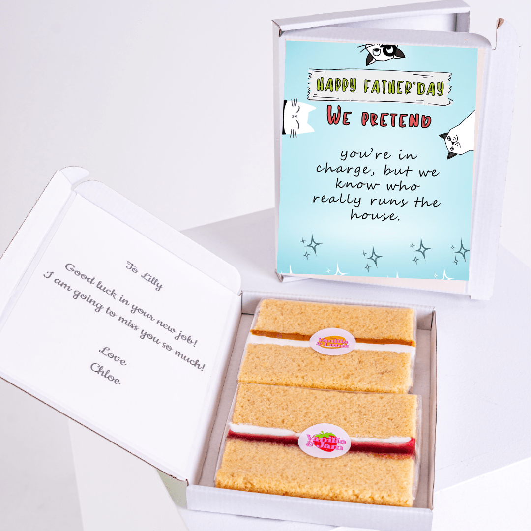Cat Father’s Day cake card with cake inside