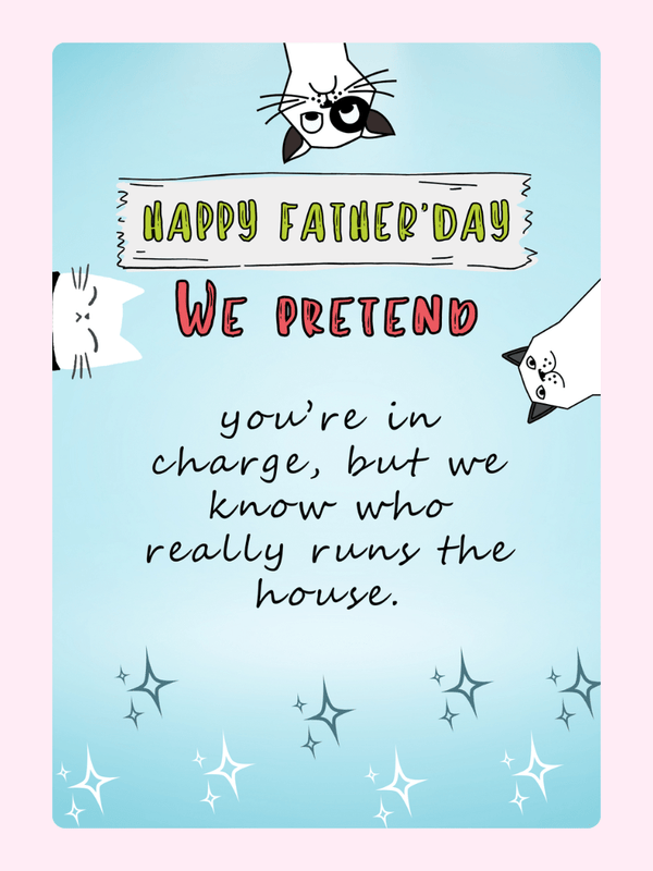 Cat We Pretend Father’s Day cake card design