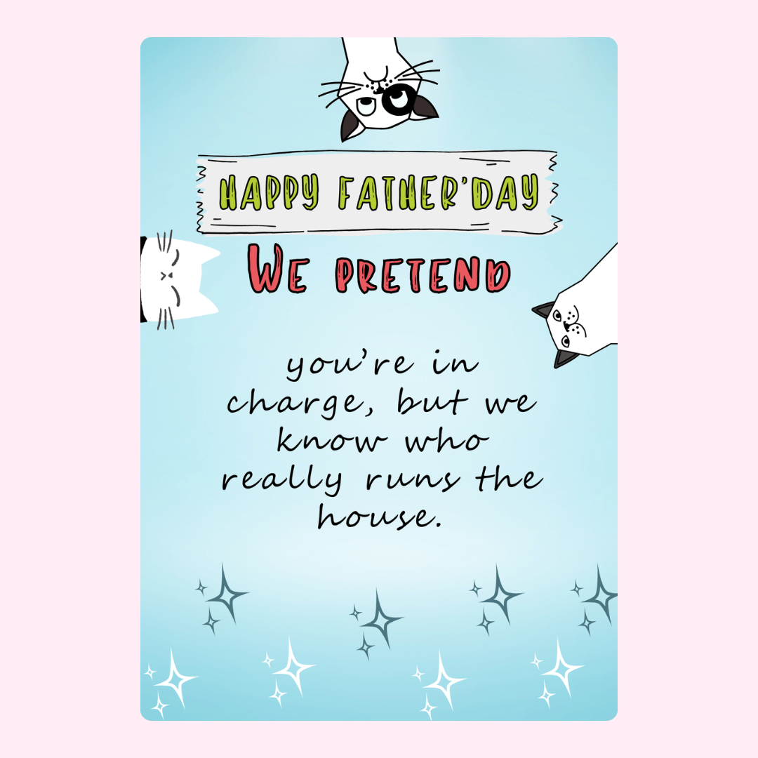 Cat We Pretend Father’s Day cake card design