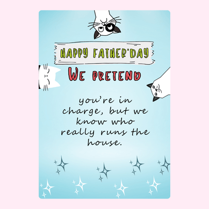 Cat We Pretend Father’s Day cake card design