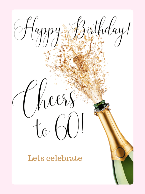 champagne pop cheers to 60 birthday card design