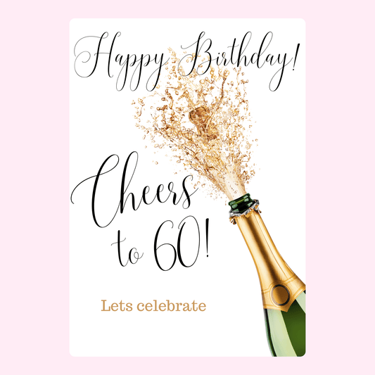 champagne pop cheers to 60 birthday card design