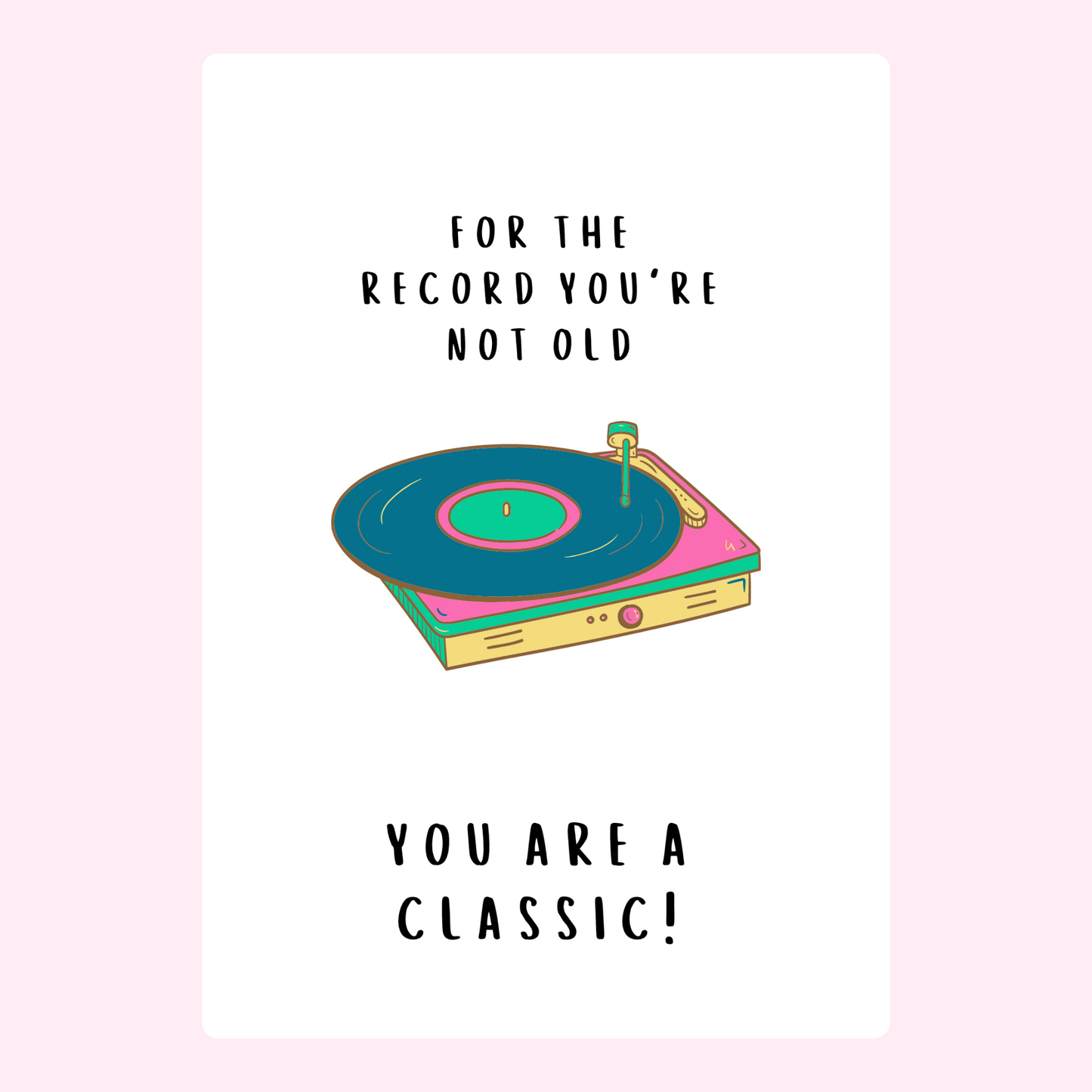 funny birthday cake card with record player design edible greeting card UK letterbox cake gift