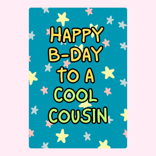 Happy B-Day to a Cool Cousin birthday card design with pastel stars
