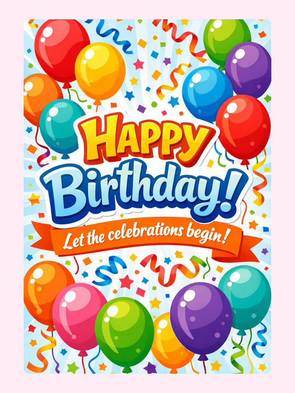 Colourful balloons happy birthday card design