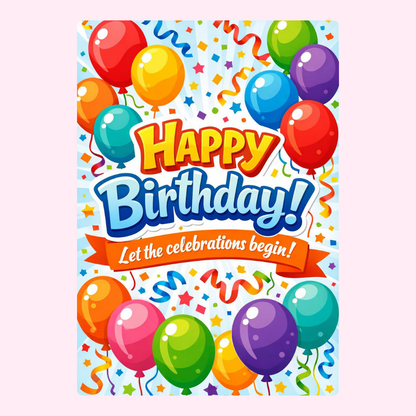 Colourful balloons happy birthday card design