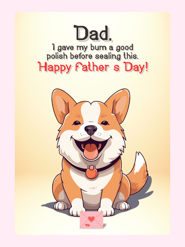Cheeky Father's Day card with corgi