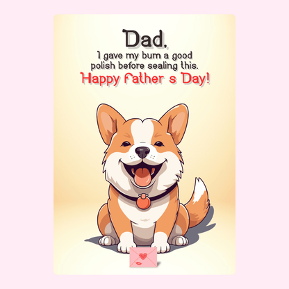 Cheeky Father's Day card with corgi
