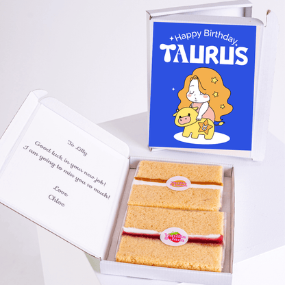 Taurus birthday cake gift box with cute zodiac girl design