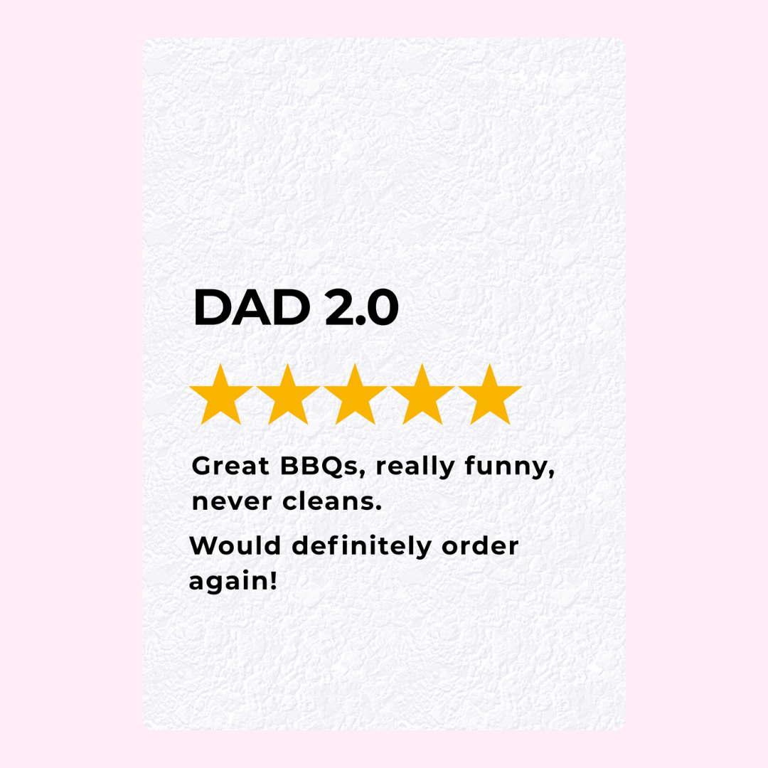 Dad 2.0 Father's Day card with five-star review joke