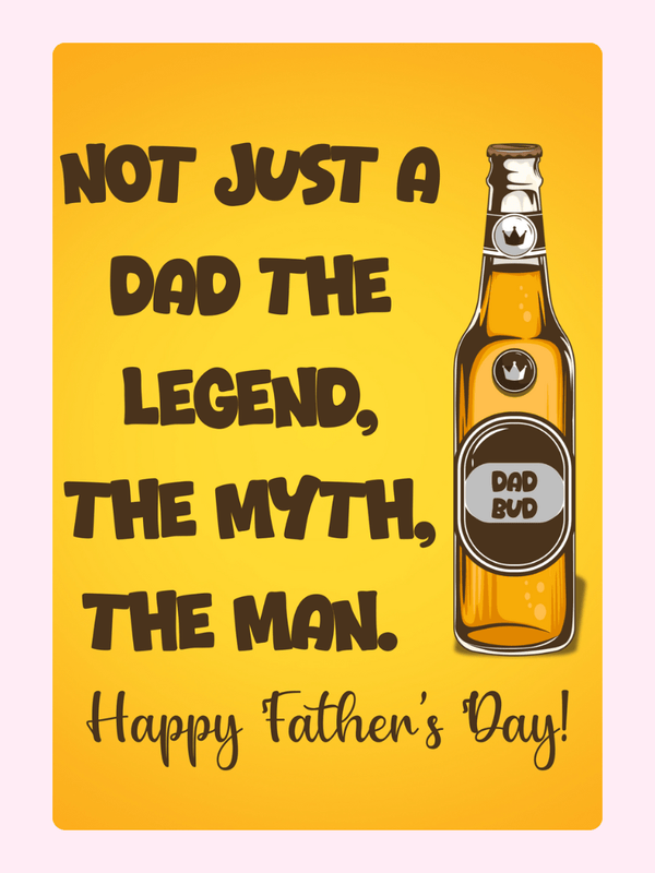 Father's Day card with beer bottle and dad legend message