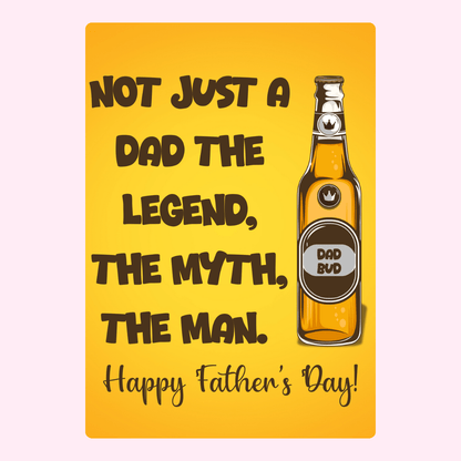 Father's Day card with beer bottle and dad legend message