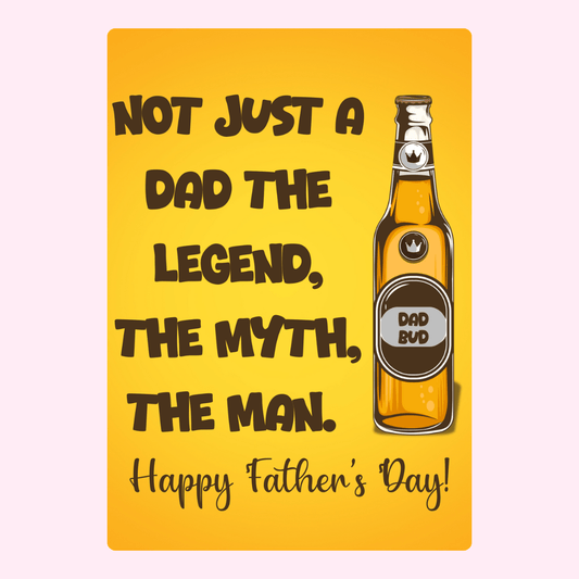 Father's Day card with beer bottle and dad legend message