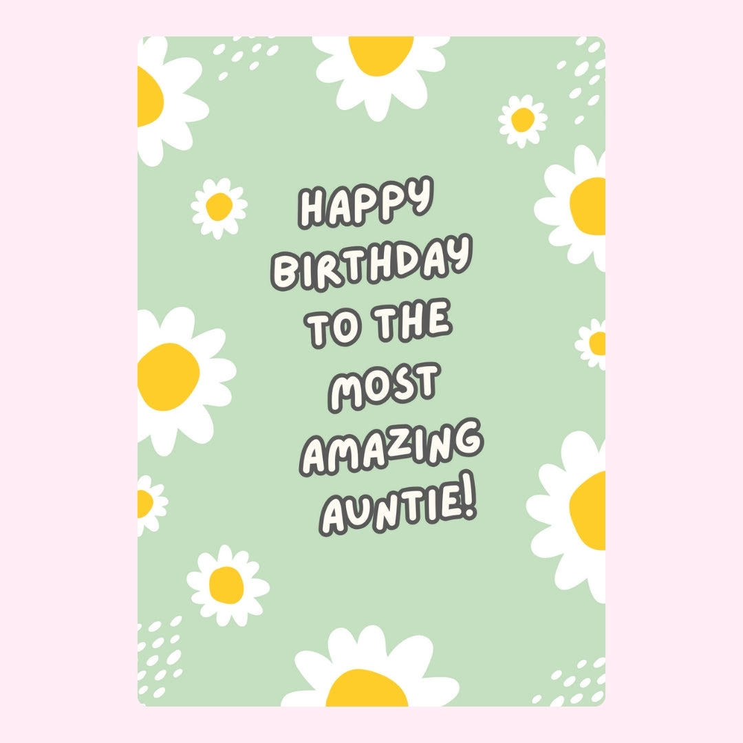 Daisy Happy Birthday Auntie cake card design