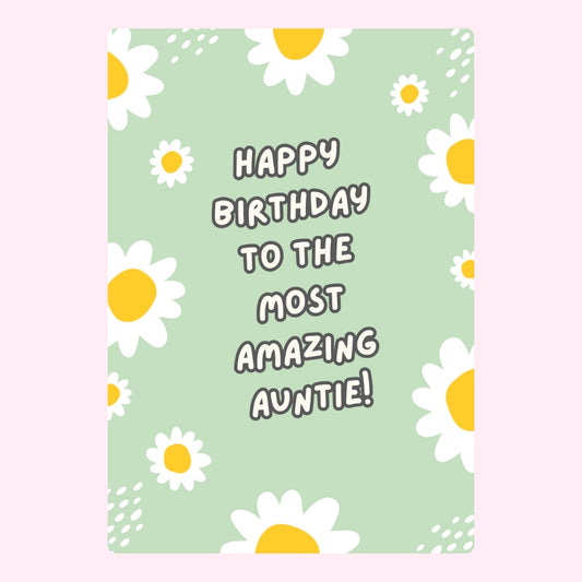 Daisy Happy Birthday Auntie cake card design