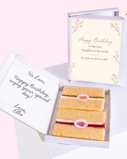 daughter birthday cake card with letterbox cake gift