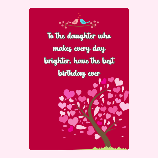daughter birthday card with heart tree and loving message