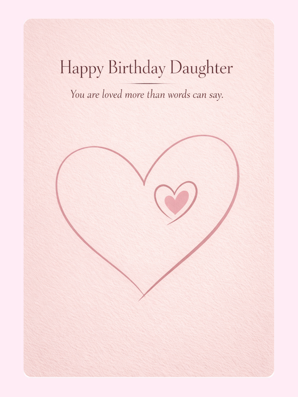 happy birthday daughter card with heart illustration