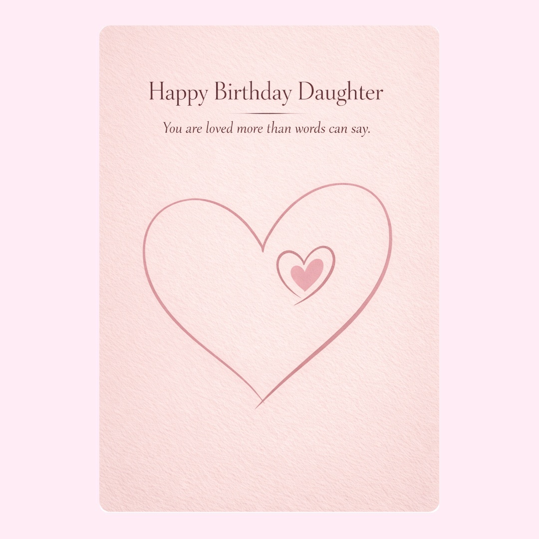 happy birthday daughter card with heart illustration