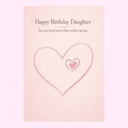 happy birthday daughter card with heart illustration