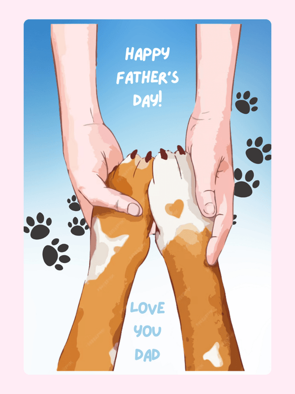 Dog paws Father’s Day cake card design
