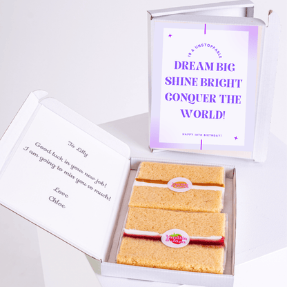 18th birthday cake card box with dream big shine bright message and mini cake slices