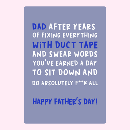 Funny Father's Day card about duct tape and dad fixes