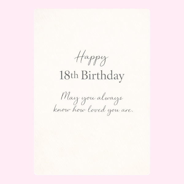 Elegant 18th birthday card with heartfelt message and minimalist typography design