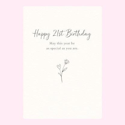 elegant 21st birthday card with floral design