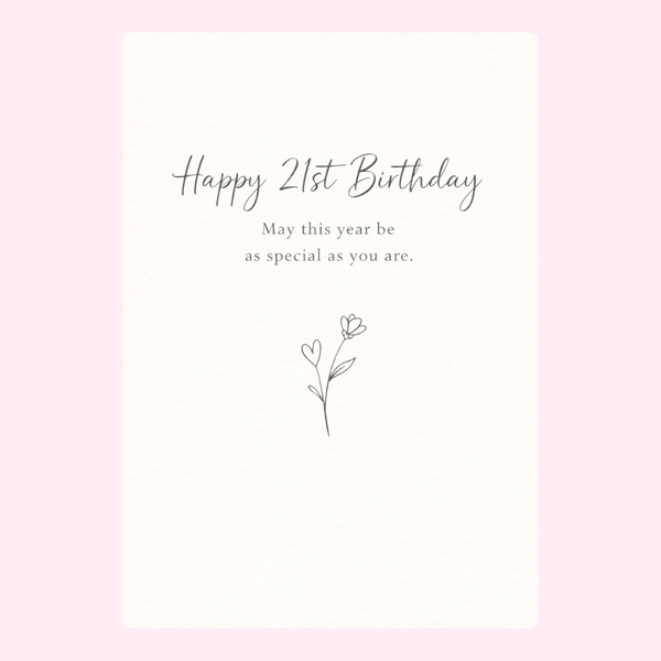 elegant 21st birthday card with floral design