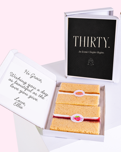 elegant 30th birthday cake card with sponge cake