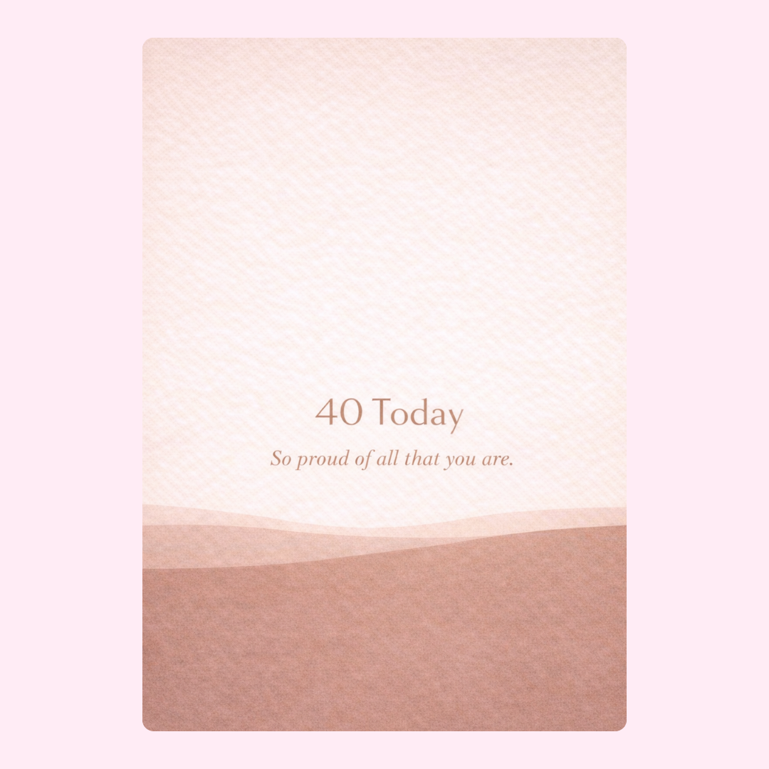 elegant 40th birthday card with soft beige background and simple typography design