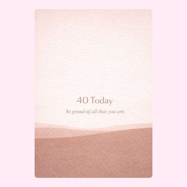 elegant 40th birthday card with soft beige background and simple typography design