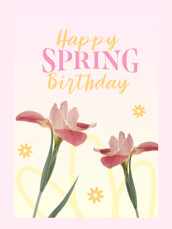 Happy Spring Floral Birthday Cake Card