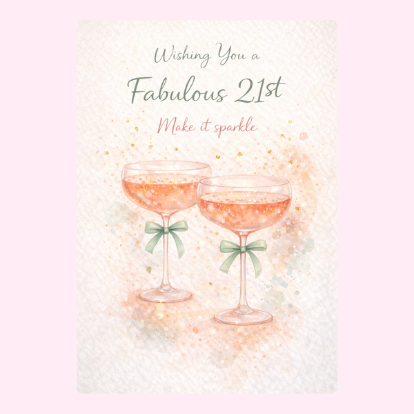 champagne glasses 21st birthday card design