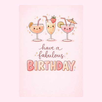 Have a fabulous birthday cocktail card design